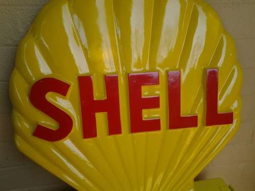 shell gasoline clam sign , not enamel